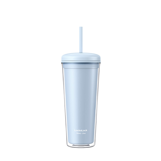 Ly Nhựa 2 Lớp Locknlock Kèm Ống Hút Macaron Double Wall Cold Cup 750ml 3 Màu (Xanh Mint, Xanh Da Trời, Hồng) - HAP533, , large image number 1